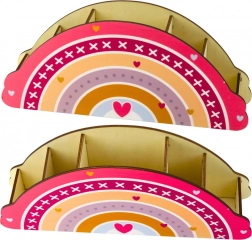 Fa asztali rendszerező gyerekeknek rózsaszín szivárvány mintával