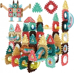 Mágneses 3D WOOPIE építőkészlet – golyópálya, 128 elem