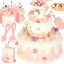 Kétszintes születésnapi torta zenével és fényekkel, rózsaszín, 16 darab