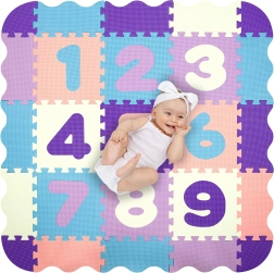 Humbi hab oktató játszószőnyeg 3 az 1-ben fallal és számokkal, 120 × 120 cm, pasztell