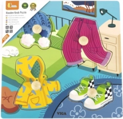 Viga fa puzzle fogantyúval, ruhák
