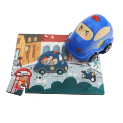 TOP BRIGHT fa puzzle játékkal – rendőrautó, 24 darab