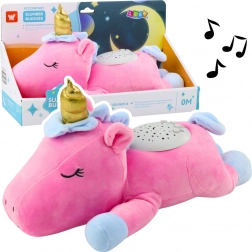 Rózsaszín plüss unikornis projektorral és altatódalokkal