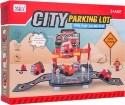 Tűzoltó garázs puha autóval – kétszintes parkoló gyerekeknek