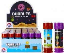 Pixel buborékfújó labirintus játékkal a kupakon