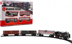 Műanyag elemes kisvonat fénnyel és hanggal, 104 × 68 cm-es sínekkel