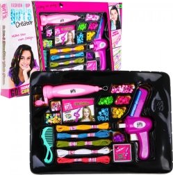 Hajgyöngy és karkötőkészítő 2 az 1-ben, 5+ éves gyerekeknek, fűző- és befonó eszközökkel