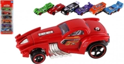 6 darabos versenyautó készlet, fém és műanyag, 8 cm, szabadonfutó