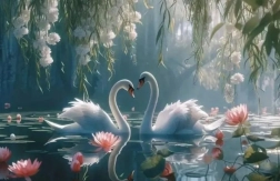 Gyémántfestés – hattyúk 30 × 40 cm