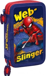 Kétrekeszes, felszerelt SPIDERMAN tolltartó piros‑kék
