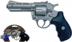 Rendőrségi revolver, fém, ezüstszínű, 8 lövéses