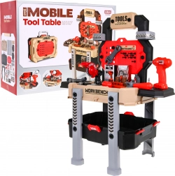 Gyerek munkapad 2 az 1-ben – bőrönd és állvány – Piros