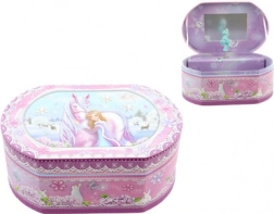 Rózsaszín zenélő ékszerdoboz balerinával és egyszarvúval