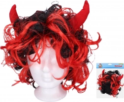 Paróka piros szarvakkal ördögöknek és ördöglányoknak