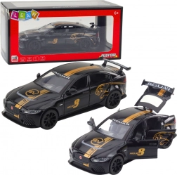 Fém sportautó 1:32 visszahúzós meghajtással, fényekkel és hangokkal – fekete