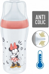 NUK Perfect Match MICKEY bébi cumisüveg hőmérséklet‑ellenőrzéssel, 260 ml, piros