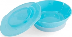 Twistshake kék tál fedővel és csúszásgátlóval