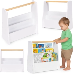 Montessori gyerek könyvtartó 3 szintes könyvállvány fehér ecotoys
