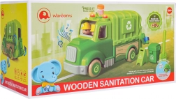 Fából készült kukásautó fényekkel és hangokkal