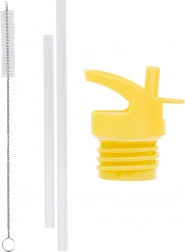 Rozsdamentes palack zárókupak, kefe és szívószál készlet Állat barátok