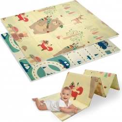 Kétrétegű, összehajtható XPE habszőnyeg 120 × 180 cm állatos és úttérképes mintával HUMBI