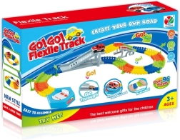 Variálható versenypálya 96 darabbal és kisautóval