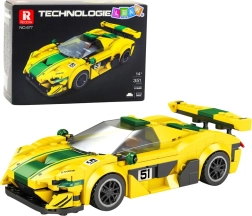 Építőkészlet versenyautó P1 GTR, 351 darab, sárgászöld