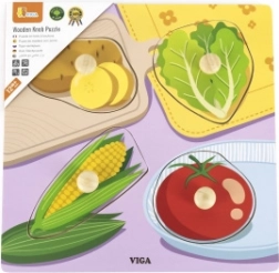 Viga fa puzzle gombokkal zöldség