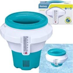 Vegyszeradagoló úszómedence vízéhez beépített hőmérővel