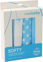 Mintás pamut textilpelenkák 70 × 70 cm, 4 db, türkiz–fehér