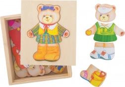 BIGJIGS TOYS öltöztetős fa puzzle – Mackó mama
