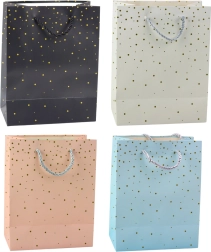 Ajándéktáska arany pöttyökkel 23 × 18 × 10,5 cm