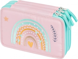 BAAGL Háromszintes iskolai tolltartó Rózsaszín Szivárvány