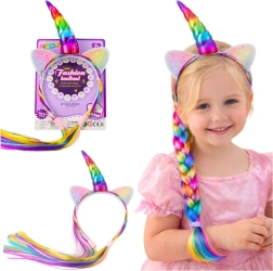 Egyszarvúszarvas fejpánt fonható színes hajtincsekkel