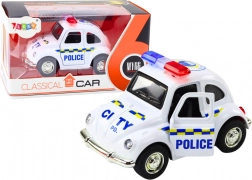 Klasszikus rendőrautó 1:38 méretarányban meghajtással, fényekkel és hangokkal, fehér