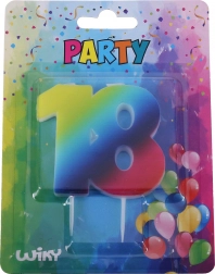Szivárványos 18-as számú születésnapi gyertya