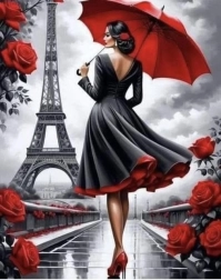 Kreatív készlet Gyémántszemes festés Nő Párizsban