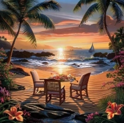 Gyémántfestés naplemente melletti ücsörgés 30 × 40 cm