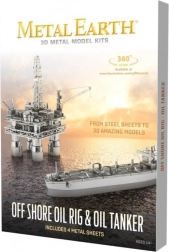Metal Earth 3D puzzle olajfúrótorny és tartályhajó – deluxe készlet