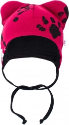 baba pamut sapka fülecskékkel New Baby sötét rózsaszín 56 (0–3 hó)