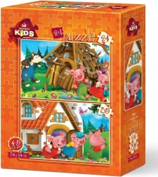 ART PUZZLE Három kismalac – 2 kirakó (24 és 35 darab), 34 × 24 cm