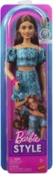 Mattel Barbie Fashionistas gyűjtői baba sötét hajjal, kétrészes türkiz outfitben