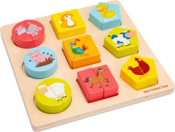 Fából készült kirakós forma és állatok