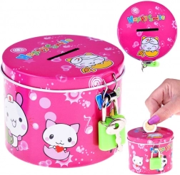 Rózsaszín fém persely lakattal Happy Smile