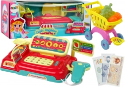 Gyerek pénztárgép bevásárlókosárral és szkennerrel