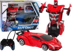 Távirányítós átalakuló autó-robot, piros