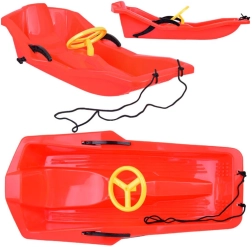 Gyermek műanyag szánkó háttámlával és kormánnyal