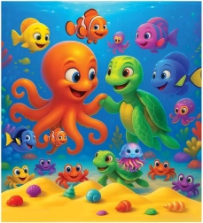 WOODEN CITY fa puzzle: polip és teknős, 20 darab