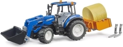 Bruder traktor NEW HOLLAND T5.120 homlokrakodóval, billenőplatóval, villákkal és széna körbálával