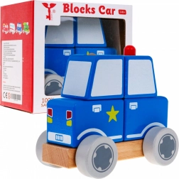 Fa rendőrségi kisautó építőkockákkal